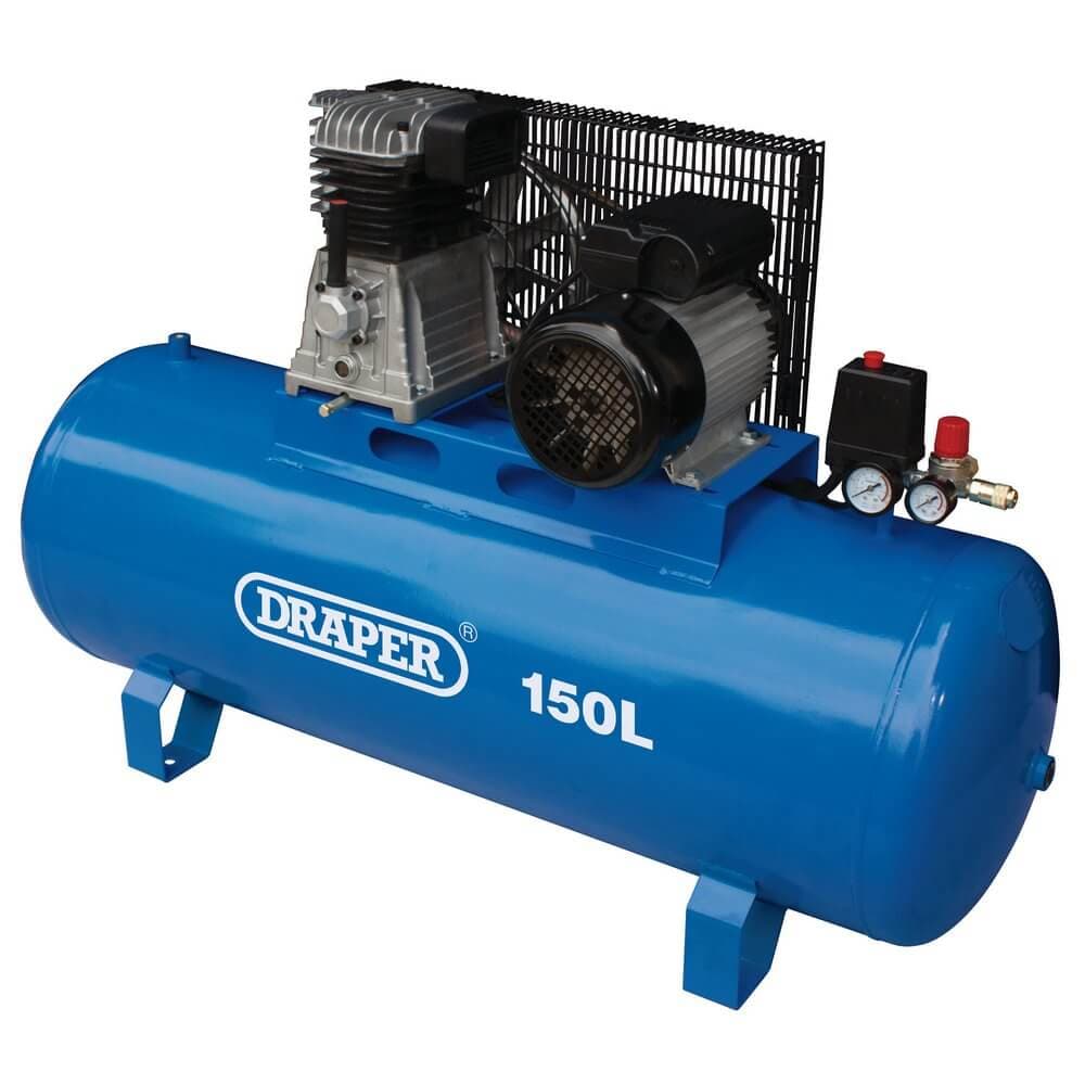 Draper 55304 Stationary Belt-Driven Air Compressor 150L 2.2Kw each