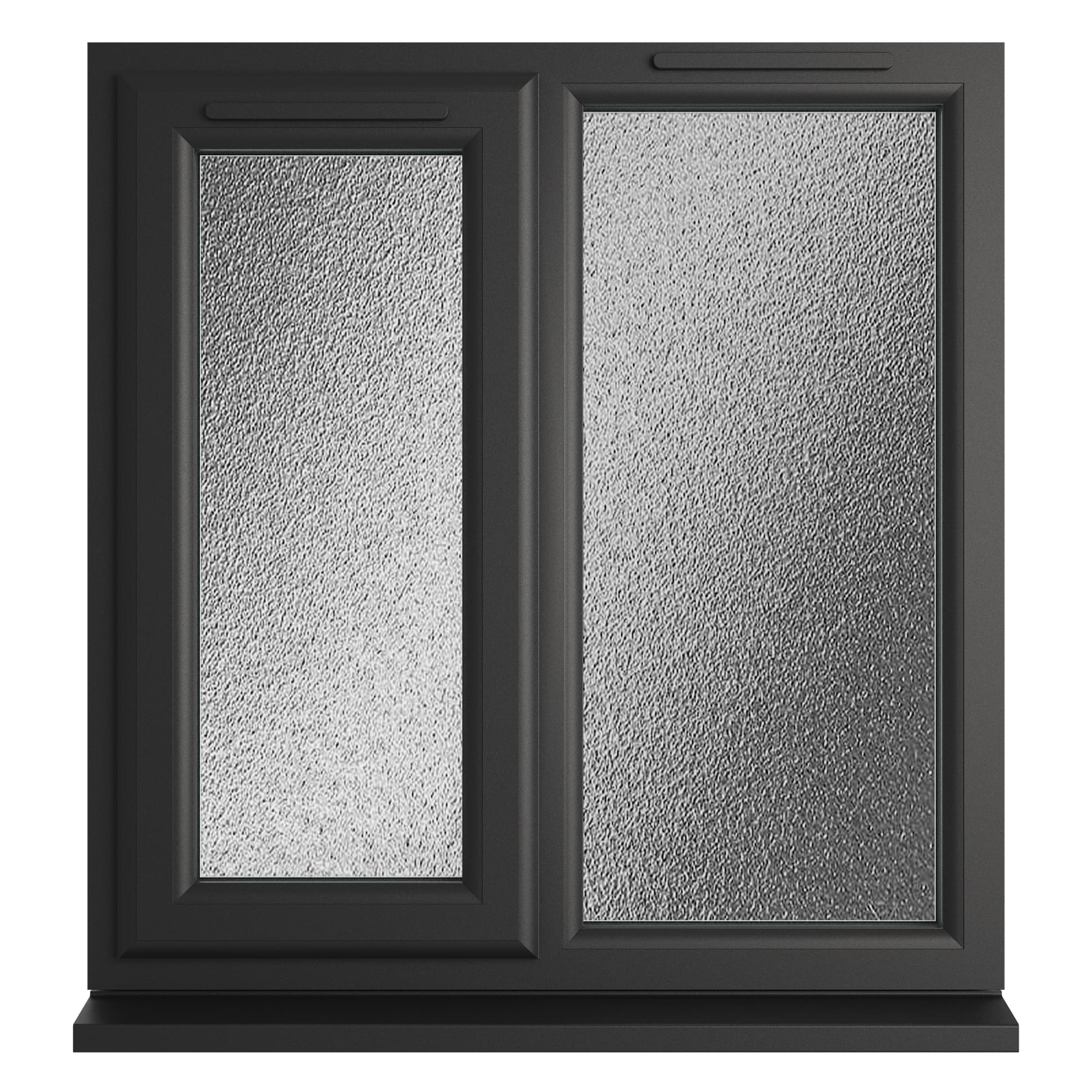 Crystal Triple Glazed uPVC Window Black/White Left Hung 905mm x 965mm Obscure
