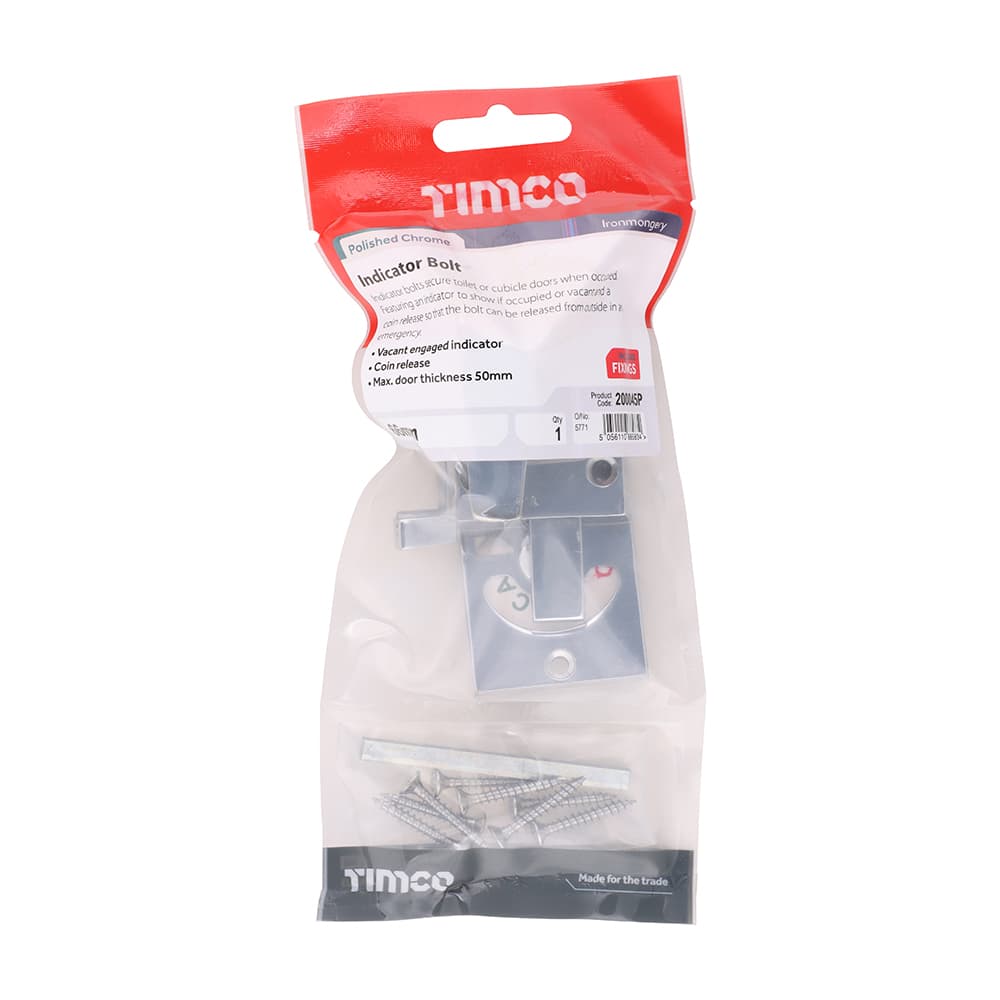Timco Indicator Bolt - Polished Chrome TIMpac 1 200045P