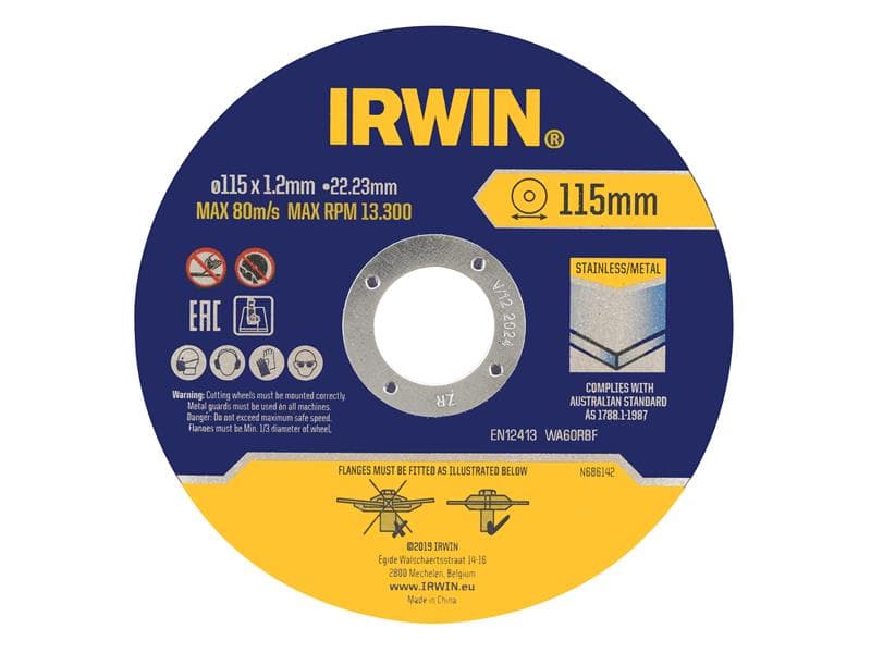 Irwin® Metal Cutting Disc 115 X 1.2 X 22.2Mm Tin Of 10 IW8082105