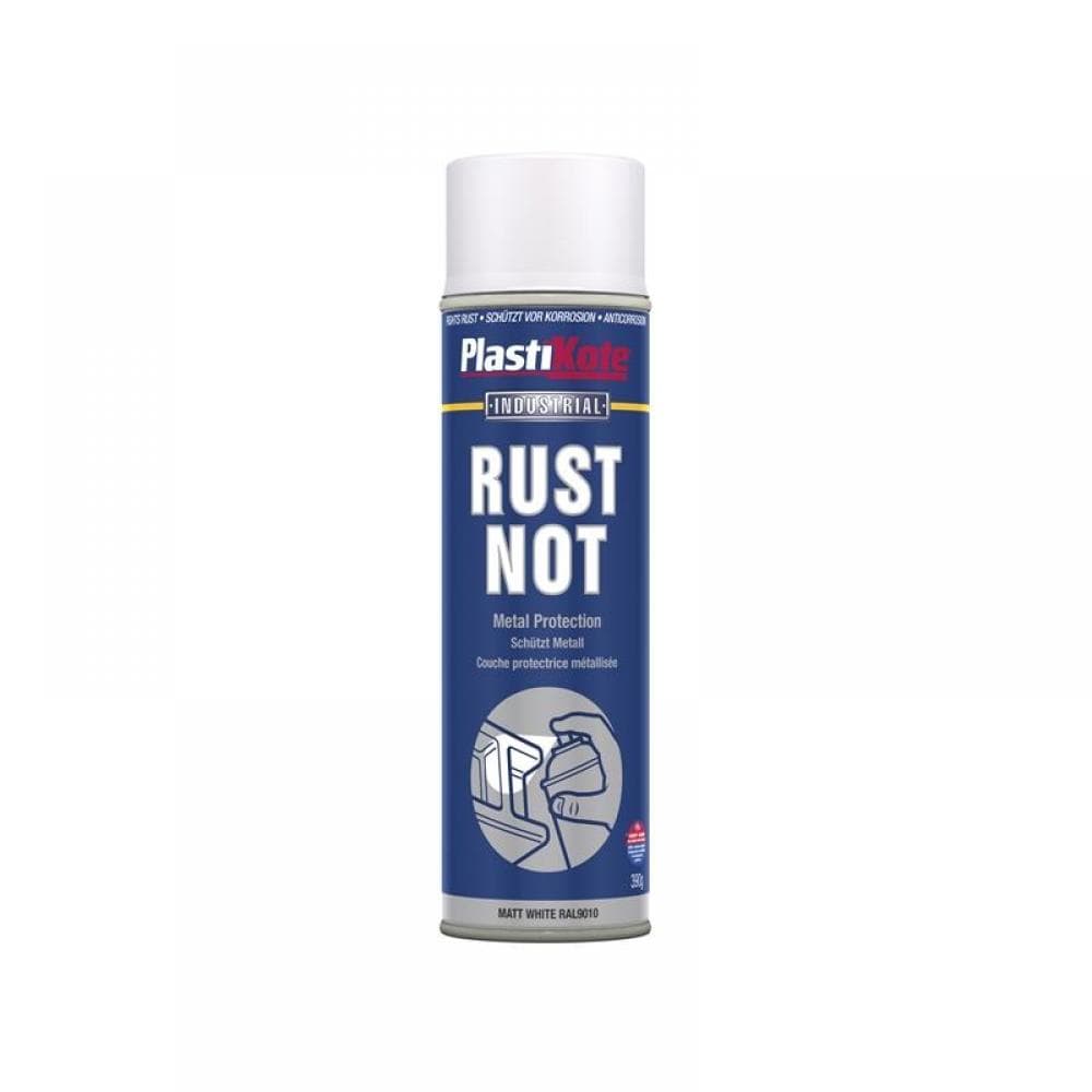 Plastikote 447782 Rust Not Spray Matt White 500Ml