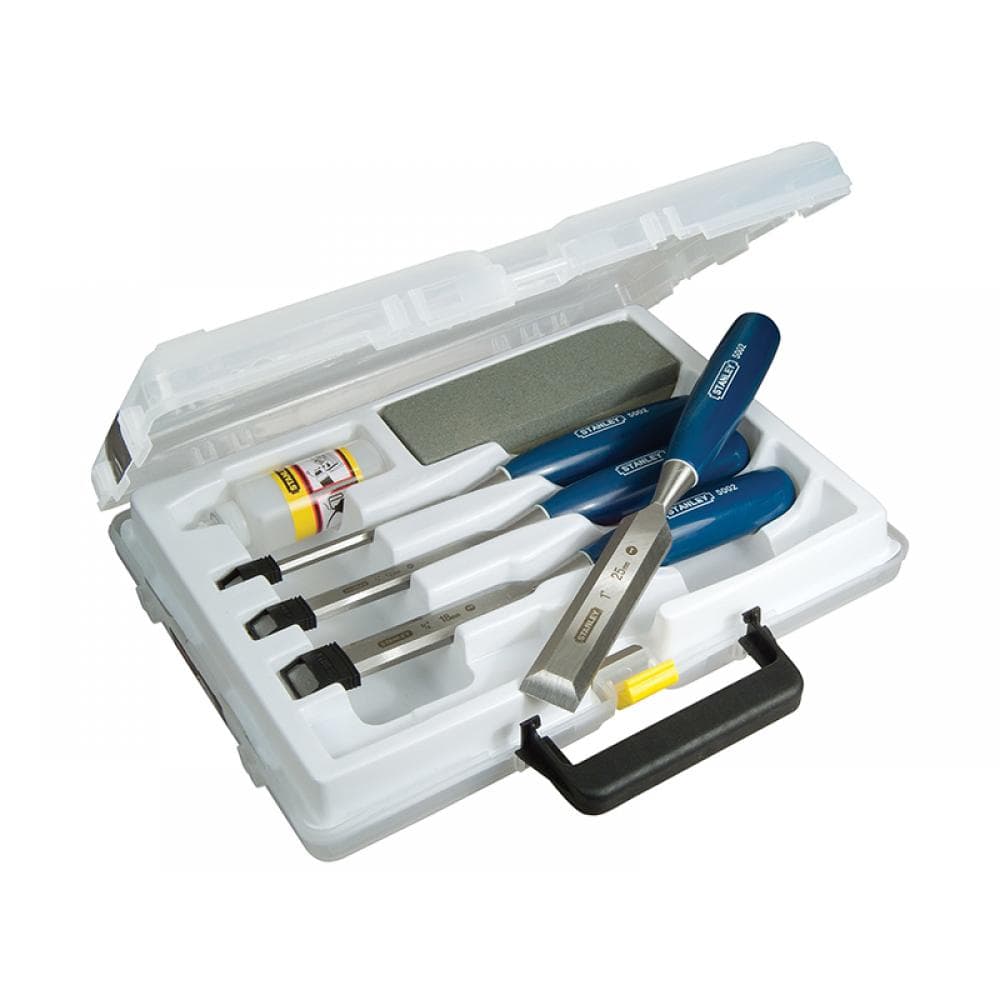 Stanley® 0-16-130 5002 Bevel Edge Chisel & Oilstone Set 6 Piece