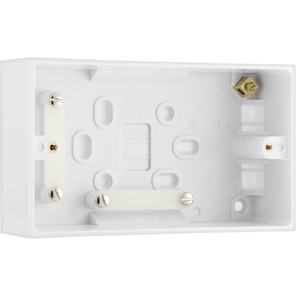 BG Electrical 978 2-Gang 45mm Extra-Deep Surface Mounted Box Square Edge White