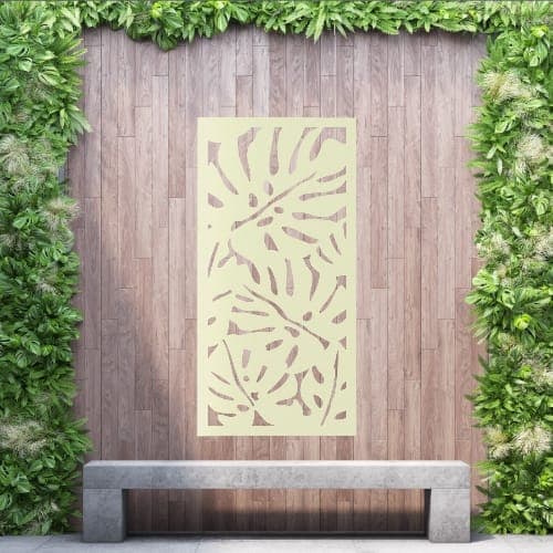 Aluminium Privacy Screen Monstera - Free Standing - 1800mm x 900mm Cream