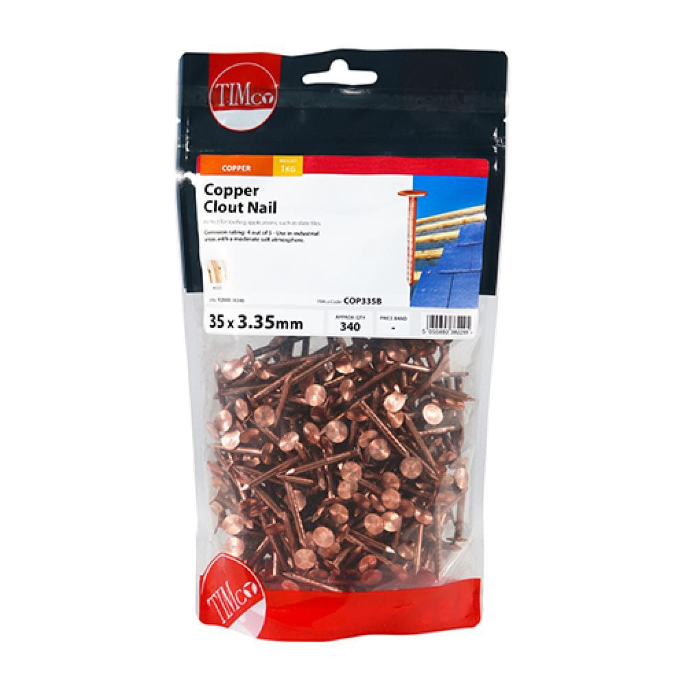 Timco COP335B Clout Nails - Copper 35 X 3.35