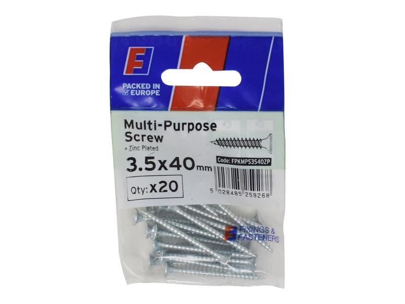 Forgefix FPKMPS3540ZP Multi-Purpose Pozi Screw Csk St Zp 3.5 X 40Mm Forgepack 20