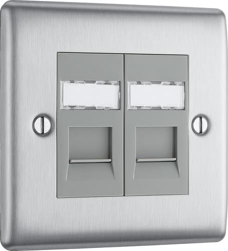 Screwless Flatplate Brushed Steel Switched 13A Fused Connection Unit With Power Indicator FBS52-01