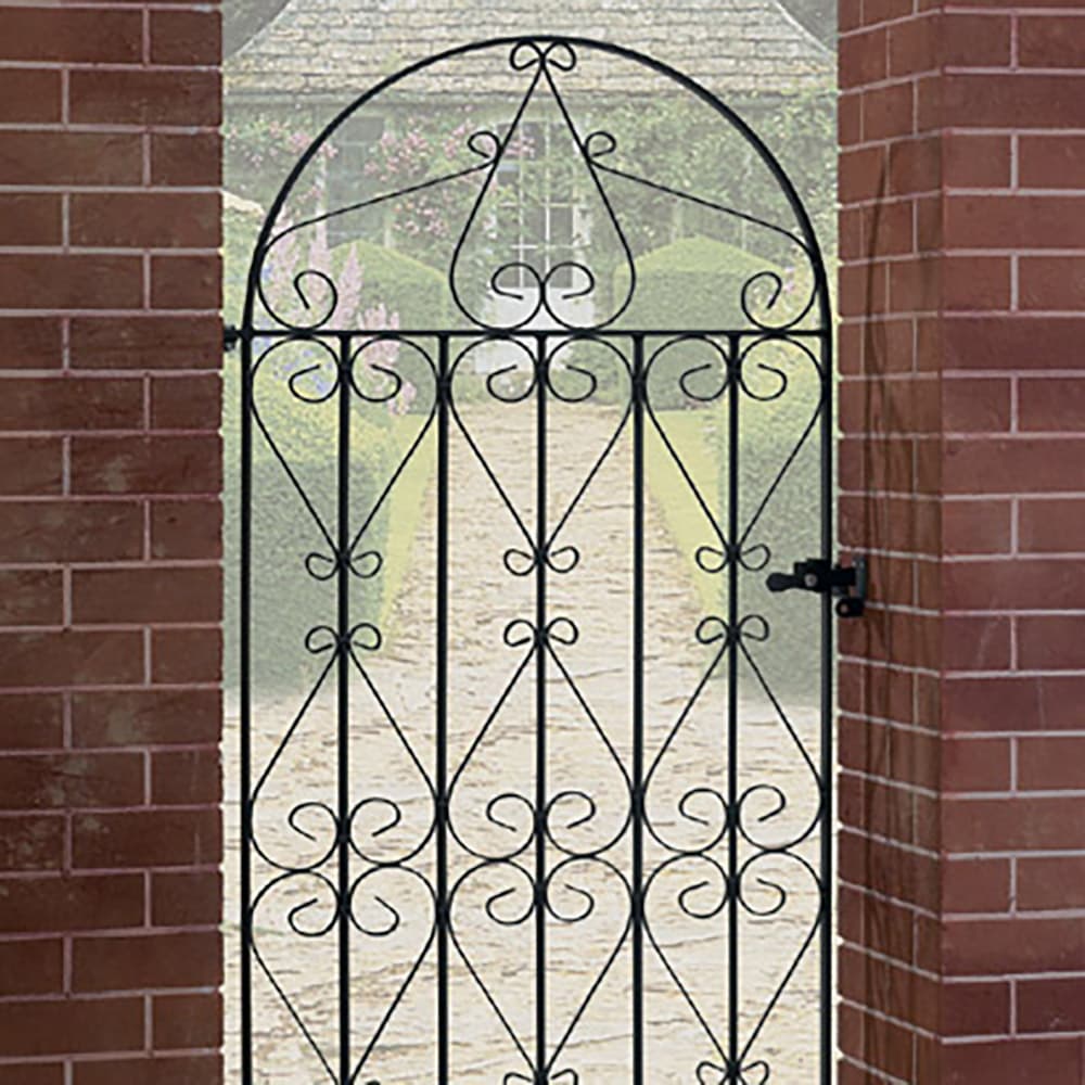 Burbage Iron Craft Regent Tall Bow Top Single Metal Gate 914mm GAP x 1830mm High Zinc & Powder RBZP42