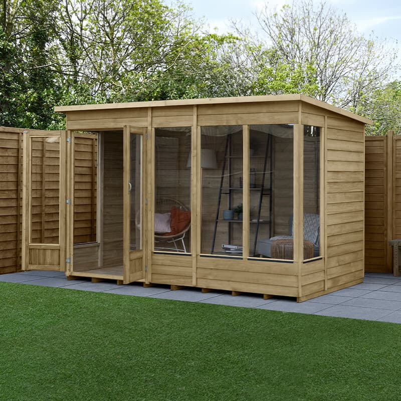 Forest Garden 10' x 6' Forest 4Life 25yr Guarantee Double Door Pent Summer House (3.11m x 2.05m)