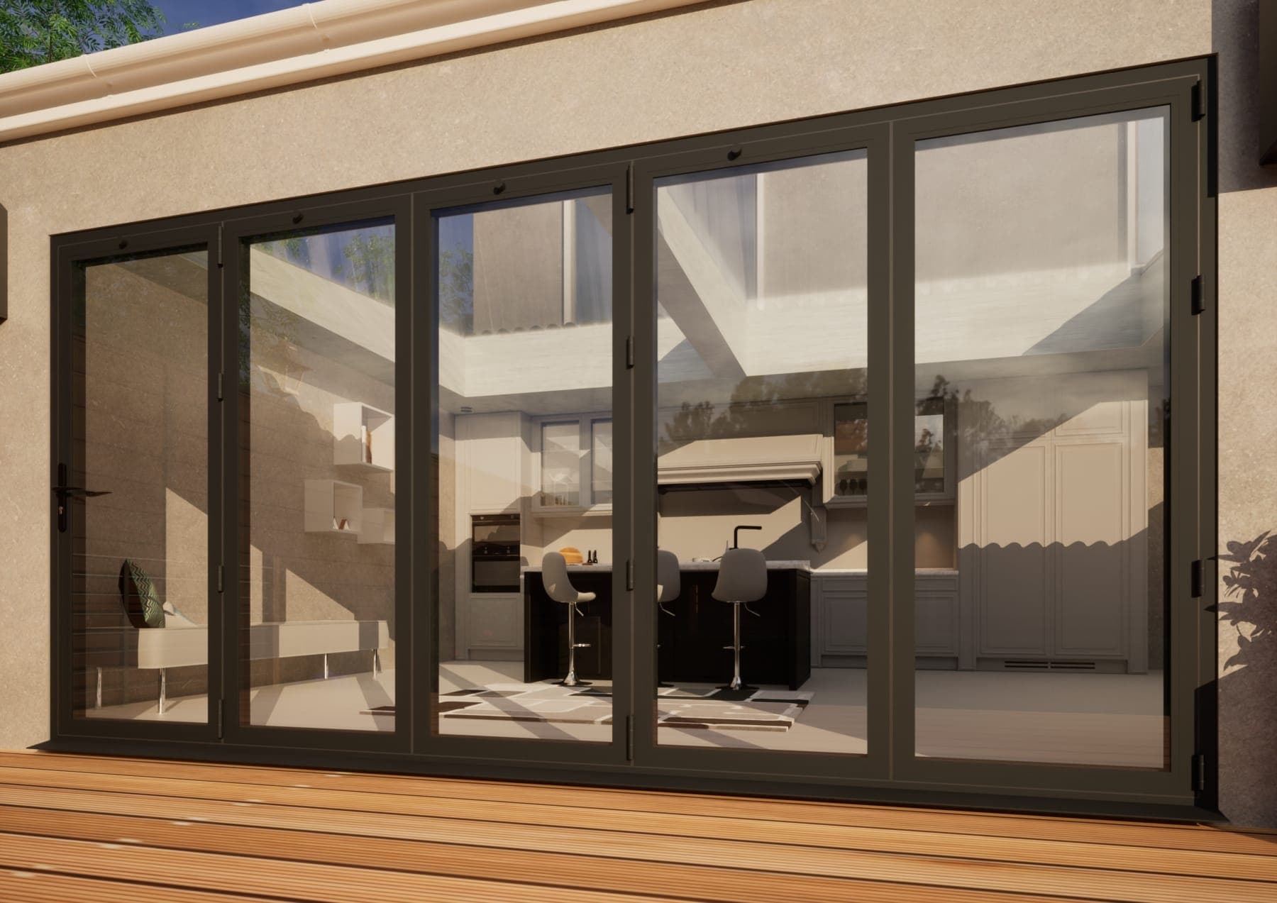 Aluminium Bifold Door Part Q Compliant - 4200mm Anthracite Grey - 5 Right