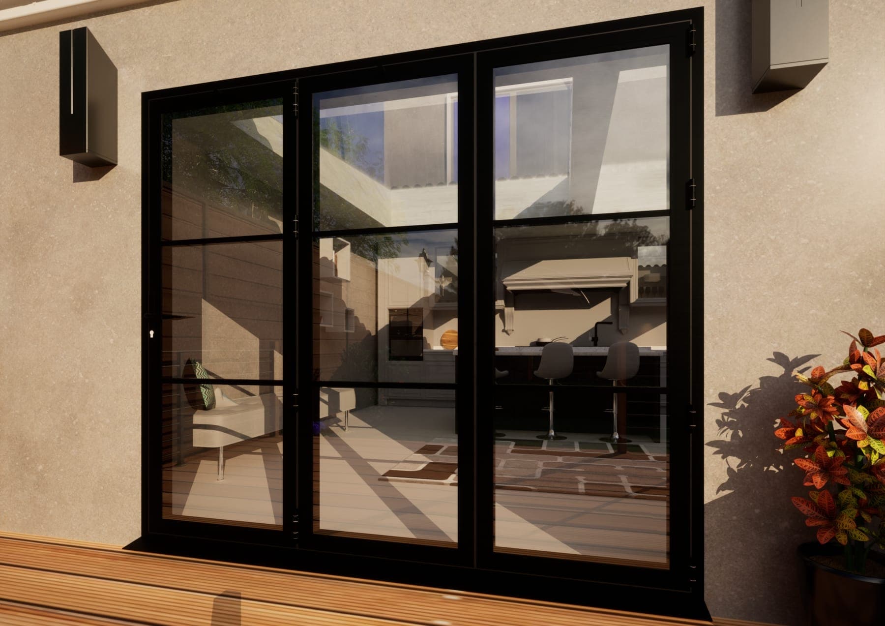 Heritage Aluminium Bifold Door Part Q Compliant - 2400mm Black - 3 Right