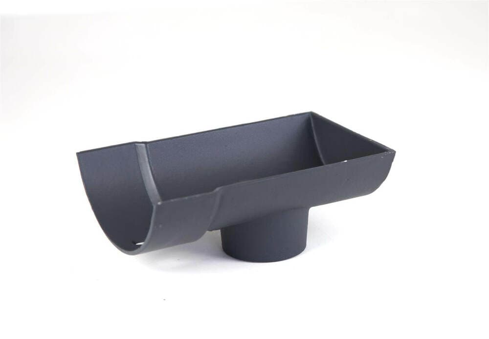 Hargreaves Premier Cast Iron Half Round Gutter Stopend Outlet - 125mm for 75mm Downpipe Primed