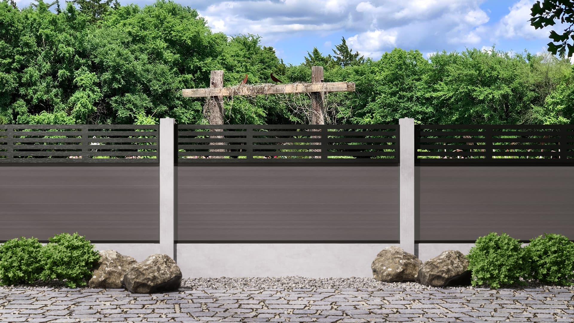 0.9m – Stone – New York Decorative Panel With Fence