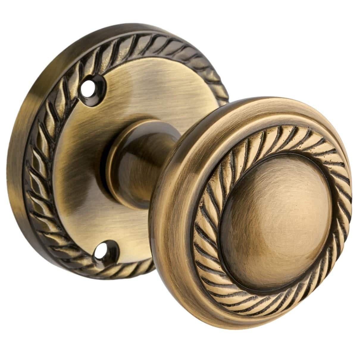 Georgian Design Mortice Door Knob - Antique Brass - Designer Levers