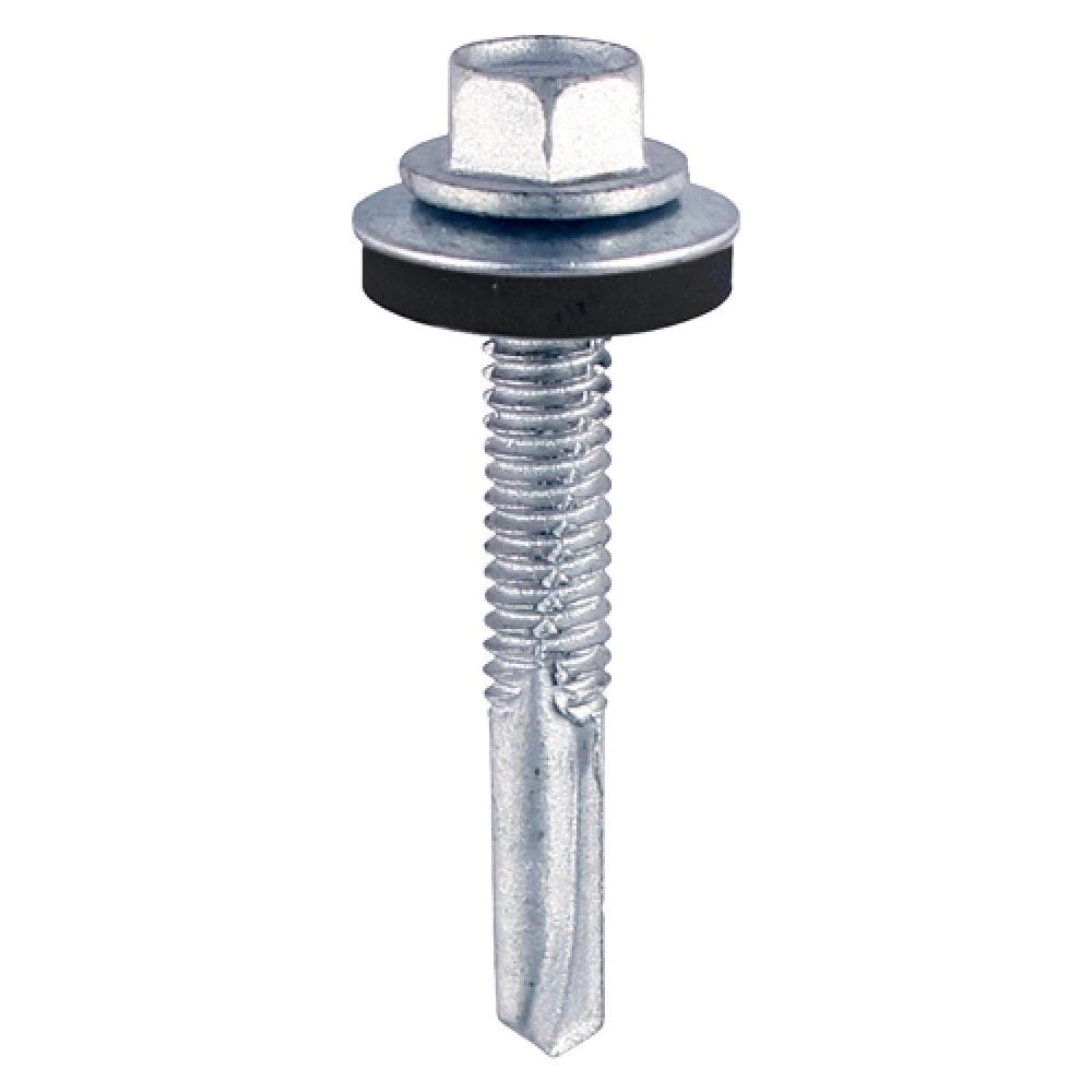 Timco ZH80W16 Self-Drilling Screws - Hex - For Heavy Section Steel - Zinc - With Epdm Washer 5.5 X 80 Bag 100