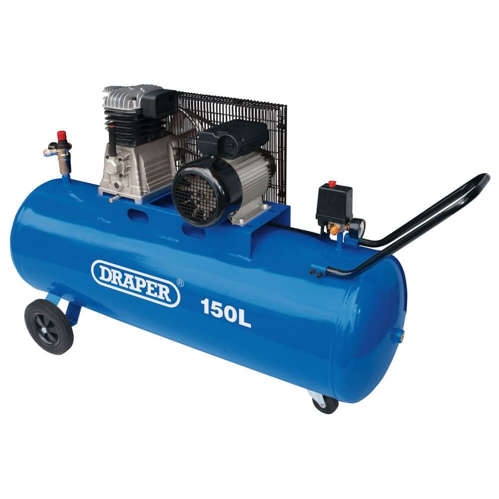 Draper 55305 Wheeled Belt-Driven Air Compressor 150L 2.2Kw each