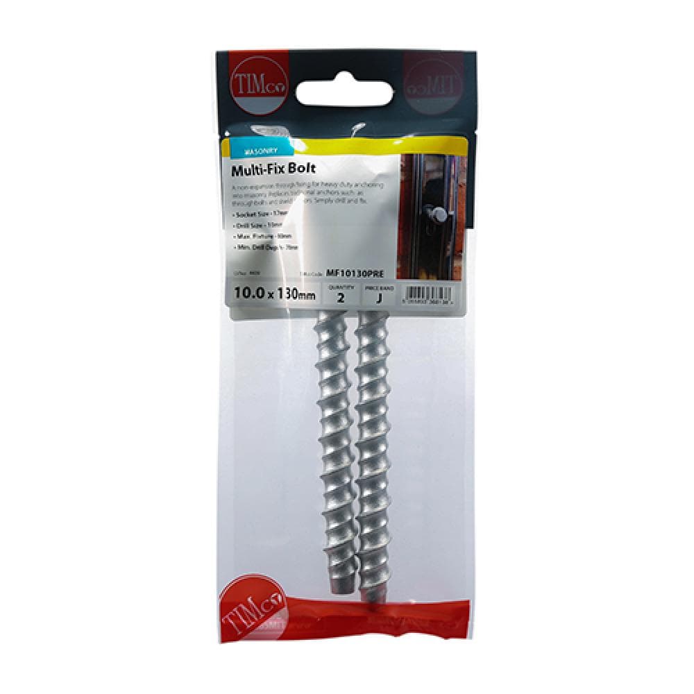 Timco MF10130PRE Masonry Bolts - Hex - Exterior - Silver 10.0 X 130 TIMpac 2