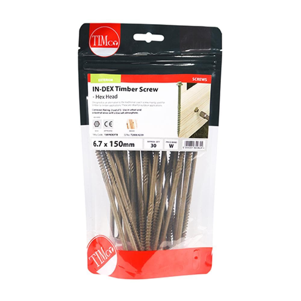 Timco 150INDEXTB Timber Screws - Hex Head - Exterior - Green 6.7 X 150 TIMbag 30