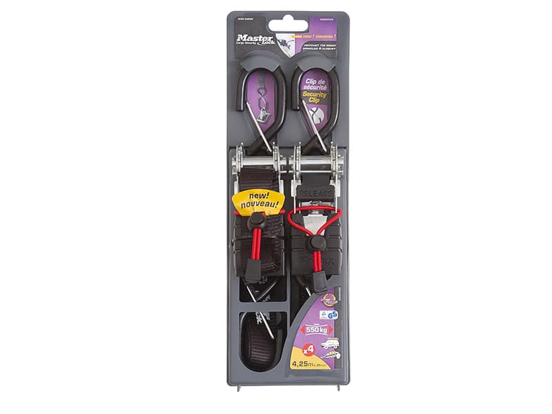 Master Lock 3066EURDAT Ratchet Tie-Down S-Hooks 4.25M 2 Piece