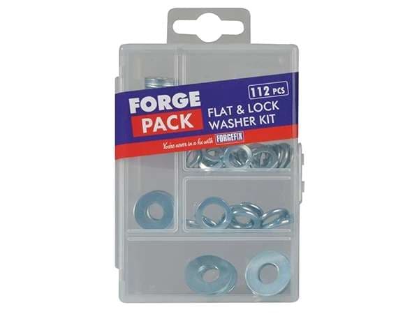 Forgepack FPWASHSET Flat Washers - Zinc Plated - Kit Assorted (Pack Of 112Pc)