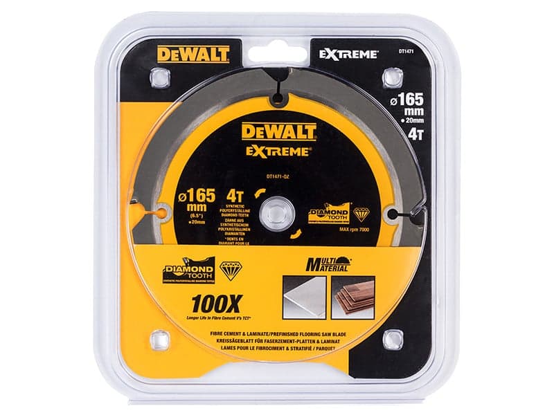 Dewalt DT1471-QZ Extreme Pcd Fibre Cement Saw Blade 165 X 20Mm X 4T
