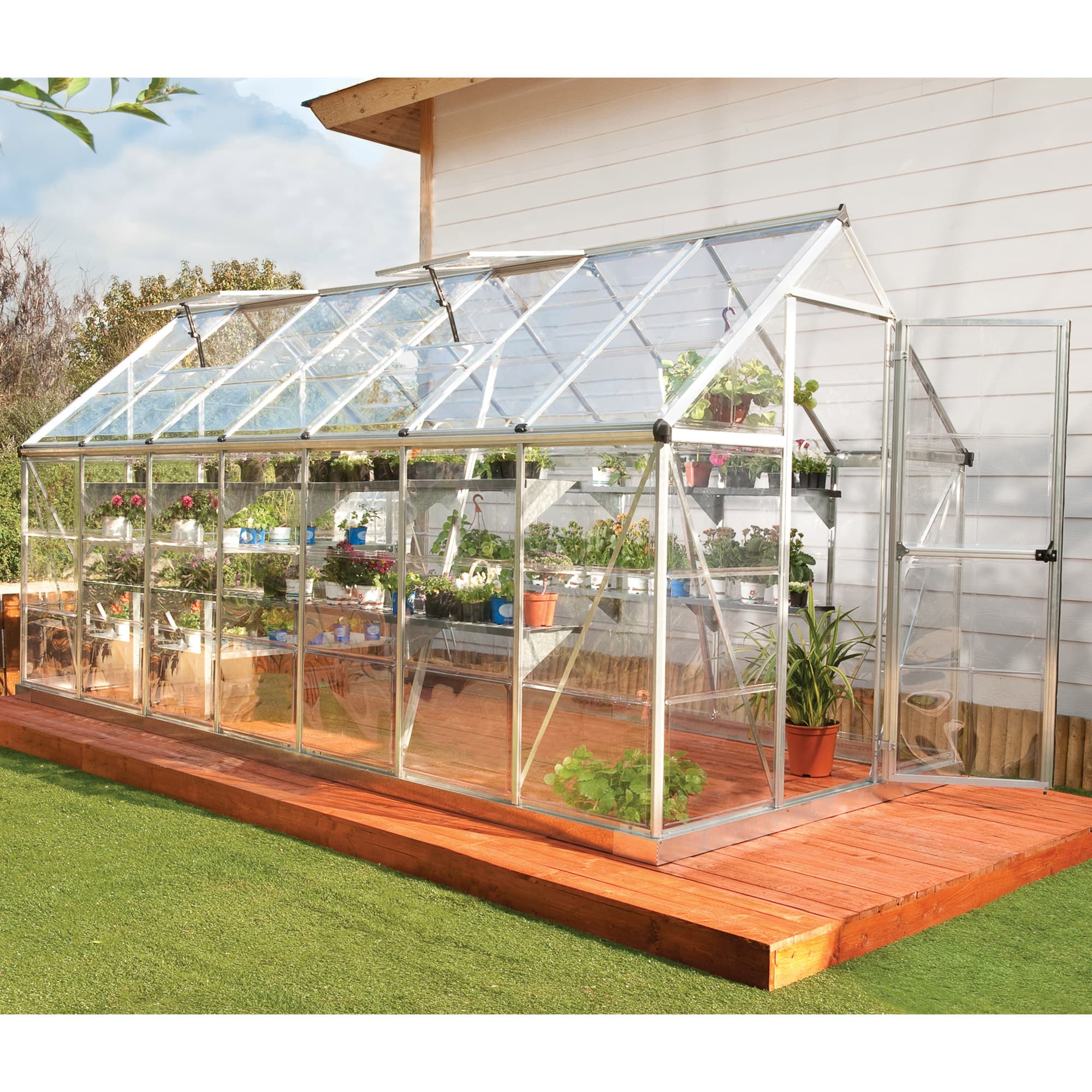 6â x 14â Palram Canopia Harmony Large Silver Polycarbonate Greenhouse (1.85m x 4.26m)