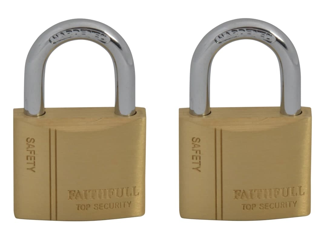 Faithfull Brass Padlock Keyed Alike 2 x 40mm FAIPLB40KA