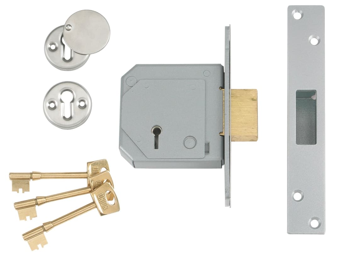 UNION 3G114E 5 Lever Mortice Deadlock C-Series 80mm 3in Satin Chrome V-3G114E-SC-80