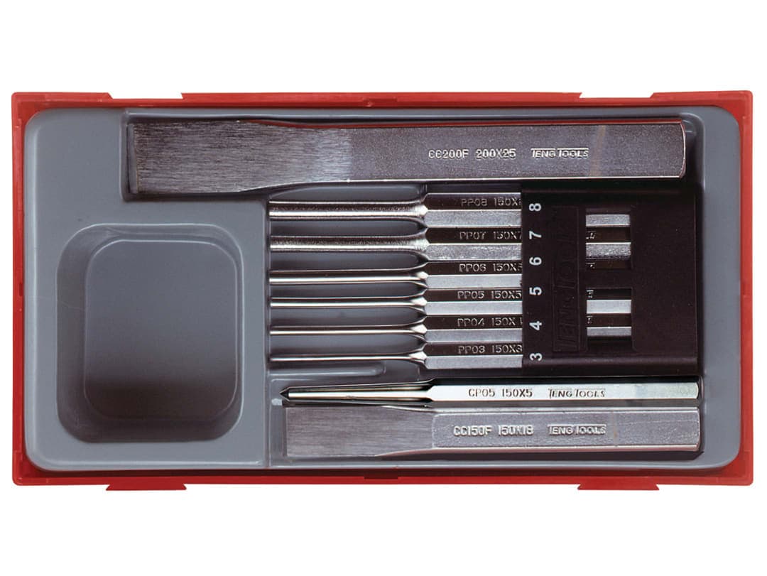 Teng TTPC09 Punch & Chisel Set, 9 Piece TTPC09