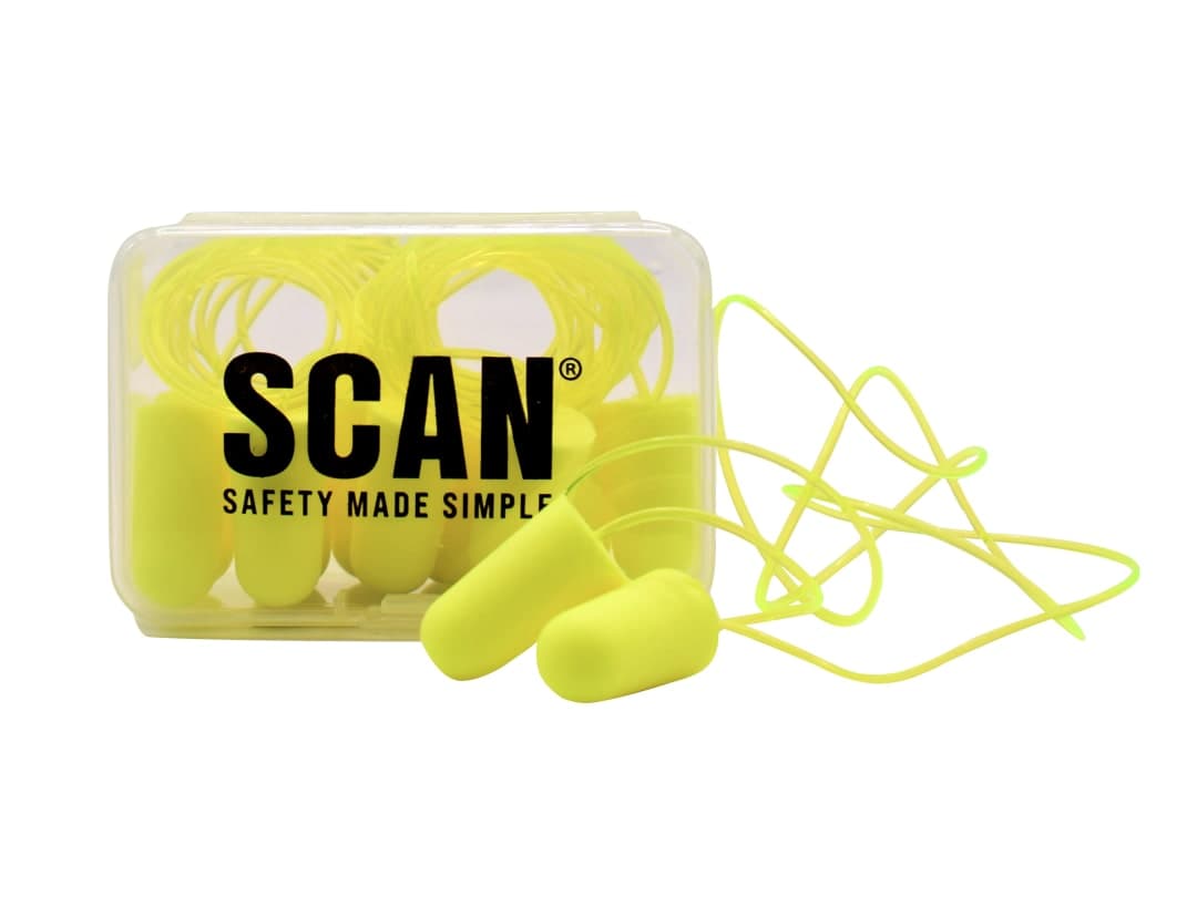 Scan Foam Earplugs & Cord (6 Pairs) EC-1001A-C
