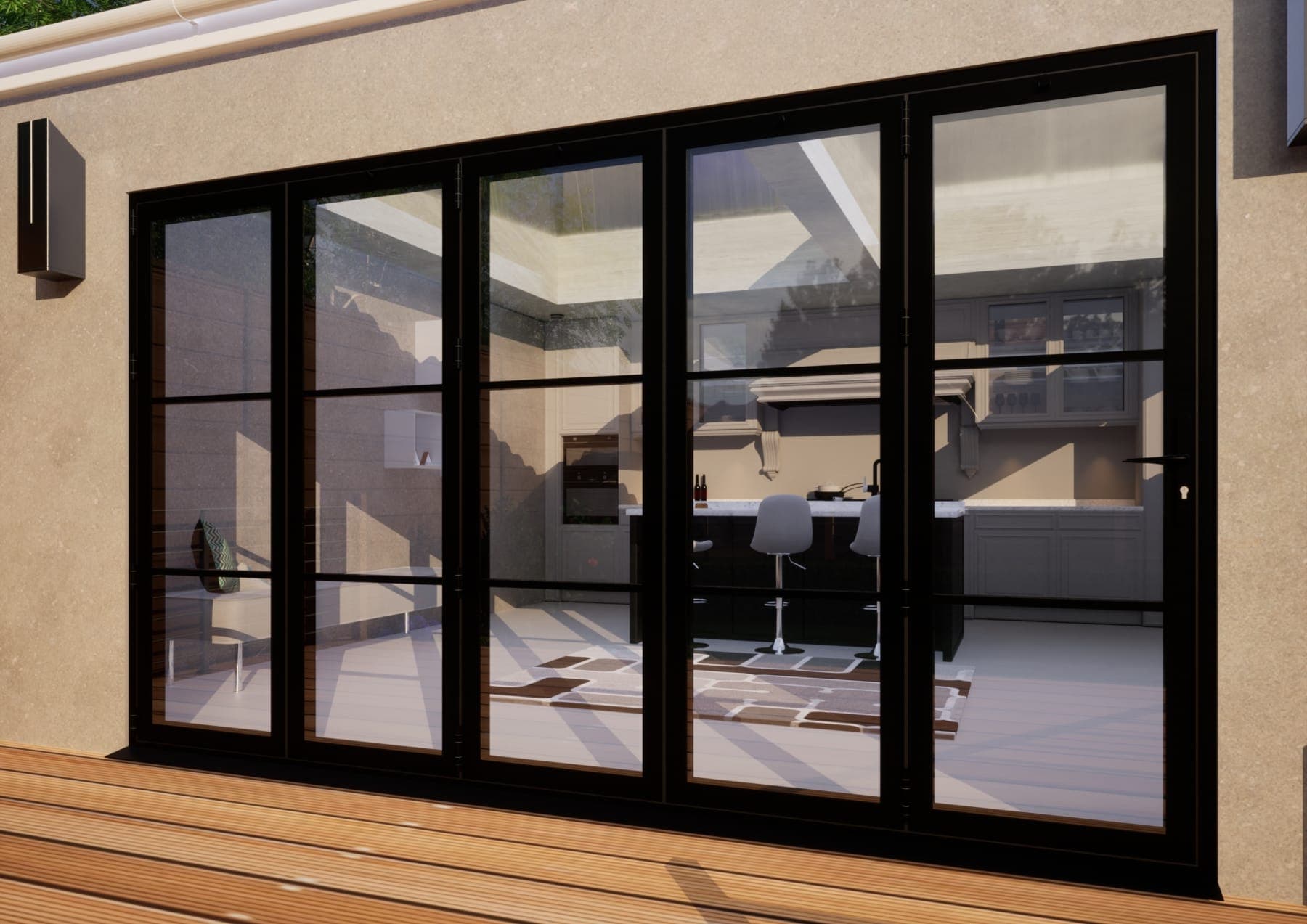 Heritage Aluminium Bifold Door Part Q Compliant - 3600mm Black - 5 Left
