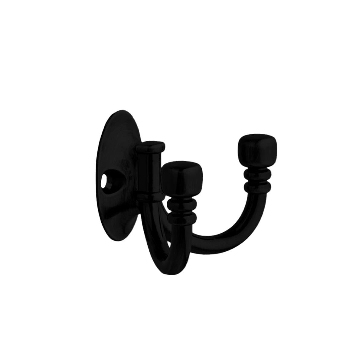 Ball End Double 'U' Shape Robe Hook - Matte Black - Wall/Door Mountable - Decohooks