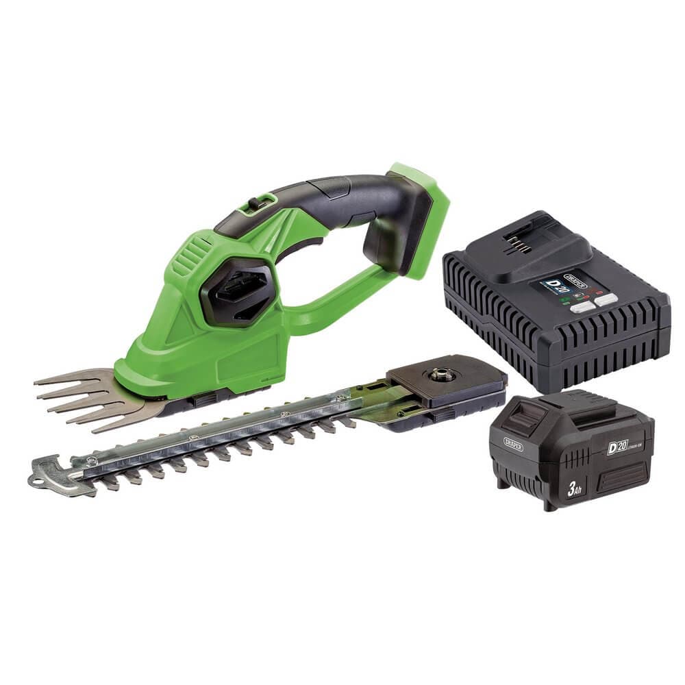 Draper 94594 D20 20V 2-In-1 Grass And Hedge Trimmer With Battery And Fast Charger each 1