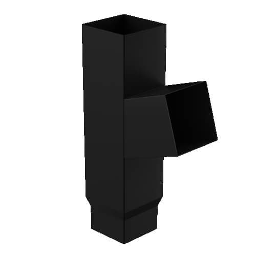 Square Steel Gutter Downpipe Branch - Black