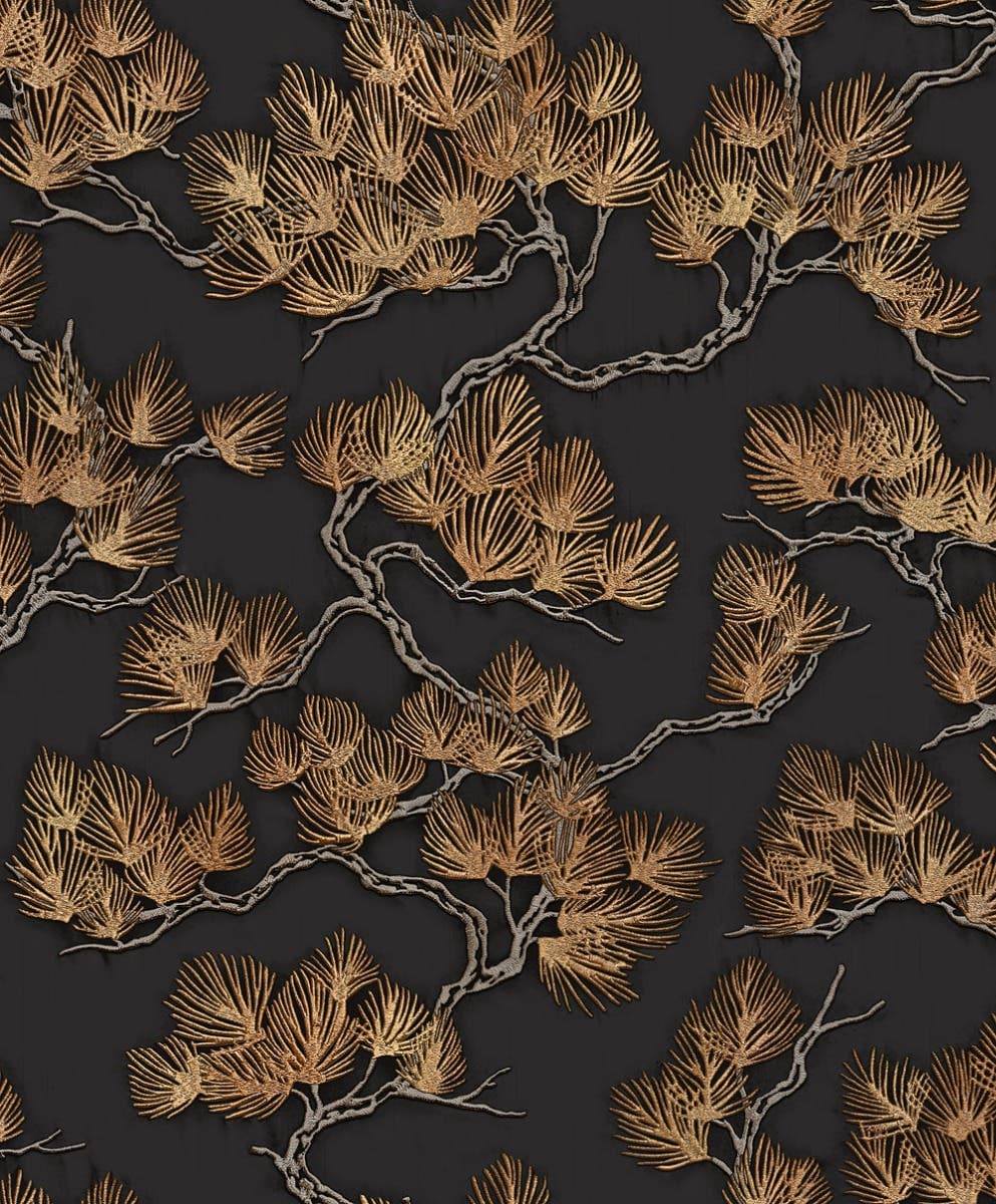 Design ID Pine Tree Black & Gold Wallpaper - 1005 x 53cm