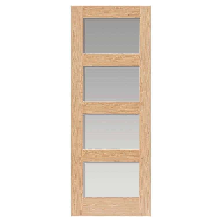 Nevis Shaker Style Oak Internal Door With Four Glazed Panels - Unfinished - 40 x 2040 x 726mm