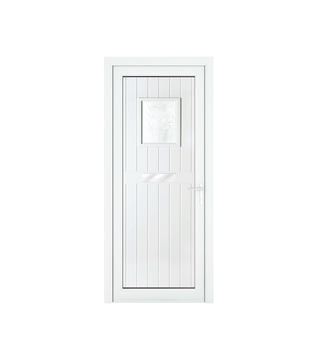 uPVC Chatsworth White Front Door - Right Hand Open - Obscure Glass - Double Glazed - 920 x 2090mm