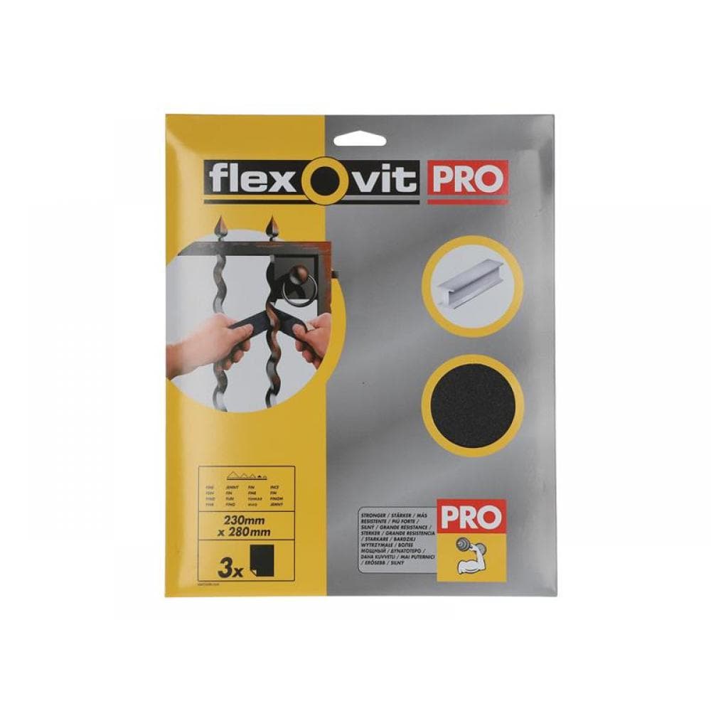Flexovit 63642526306 Emery Cloth Sanding Sheets 230 X 280Mm Fine 120G (3)