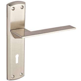 Kingston Lever Lock Door Handle - Brushed Nickel - Pair - Designer Levers