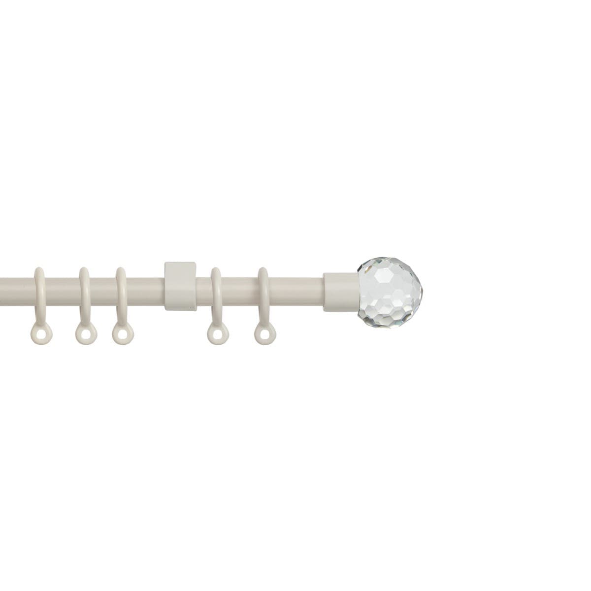 Acrylic Ball Extendable Curtain Pole - 13 x 16mm Ring Eyelet - 1500 x 2800mm - Extendable - Cream