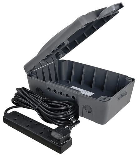 Wbxbfg10B Weatherproof Box And 10M 4 Gang Extension Lead Black WBXBFG10B-MP