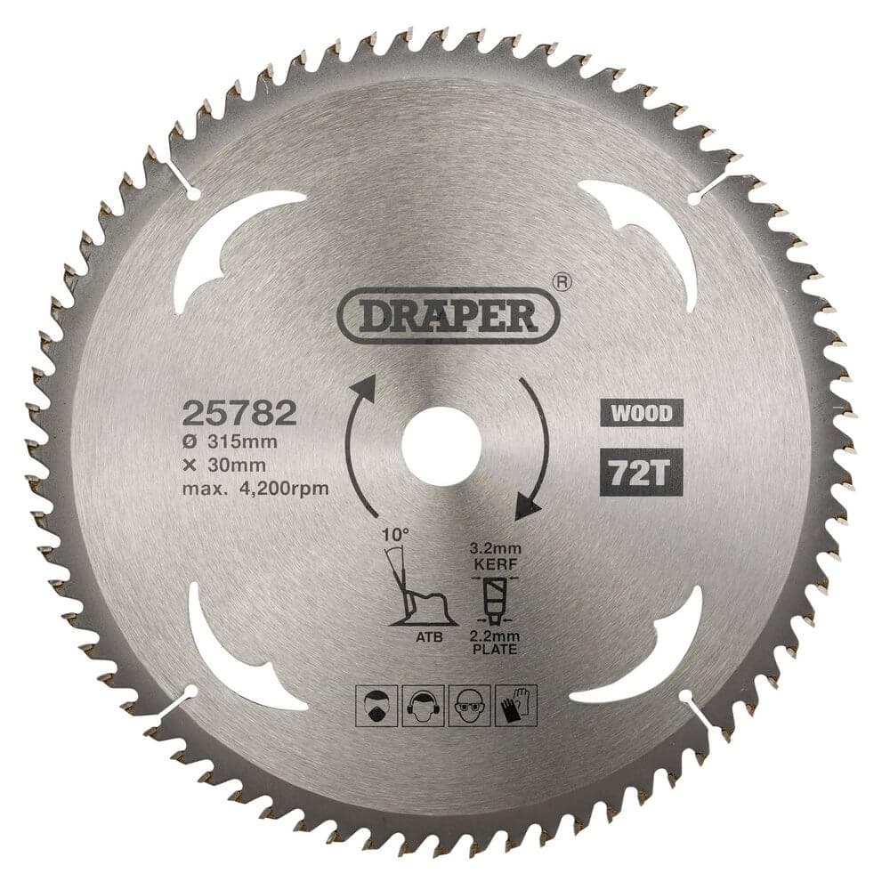Draper 25782 Tct Circular Saw Blade For Wood 315 X 30Mm 72T each 1