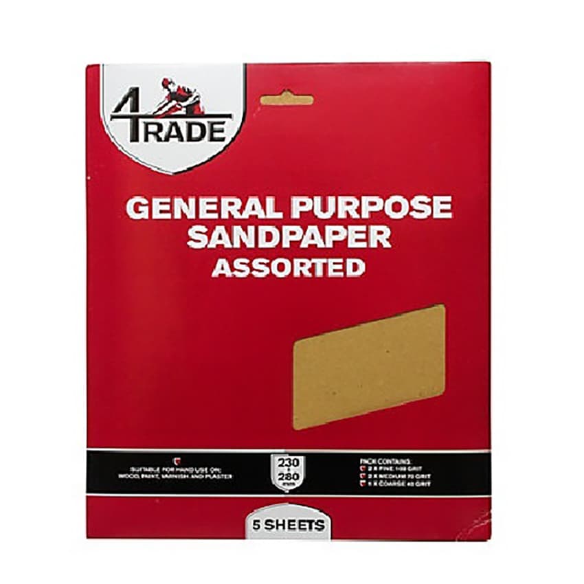 4Trade 4 Trade General Purpose Sandpaper 5 Pack