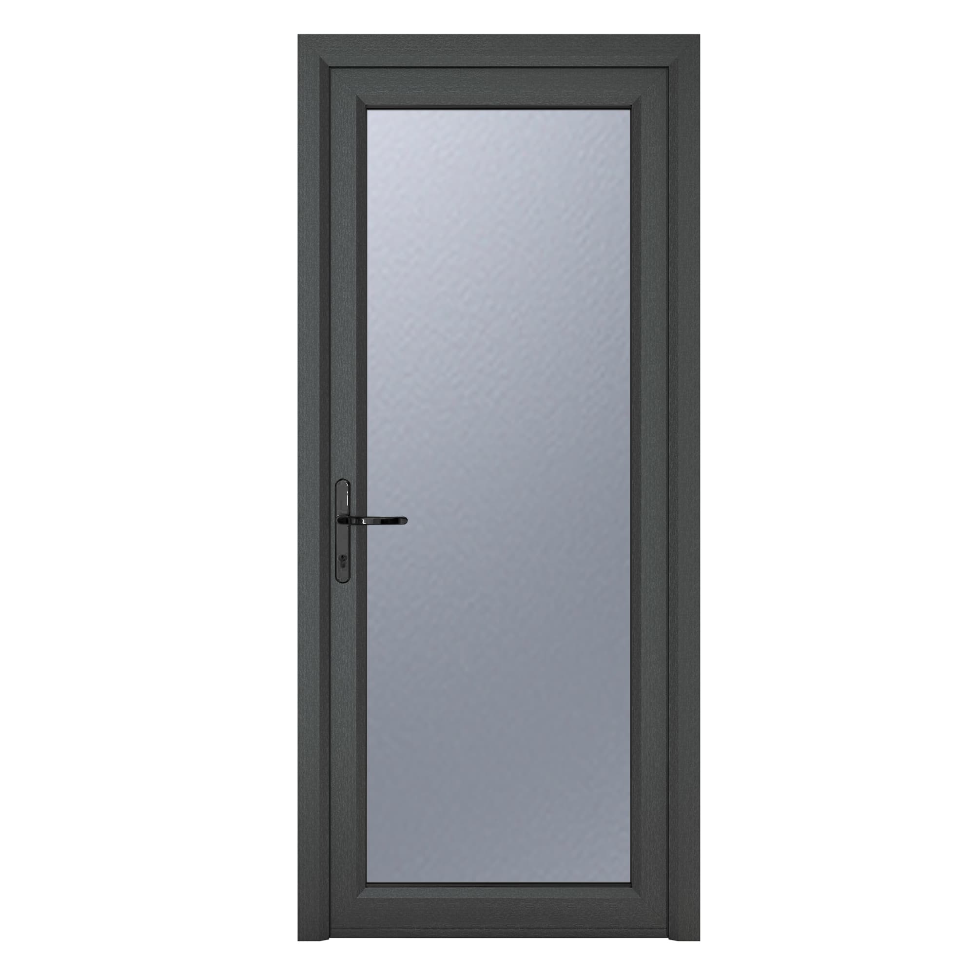 Crystal Single Door Full Glass Right Hand Grey 7016 External White Internal Obscure 840 x 2090 x 70mm