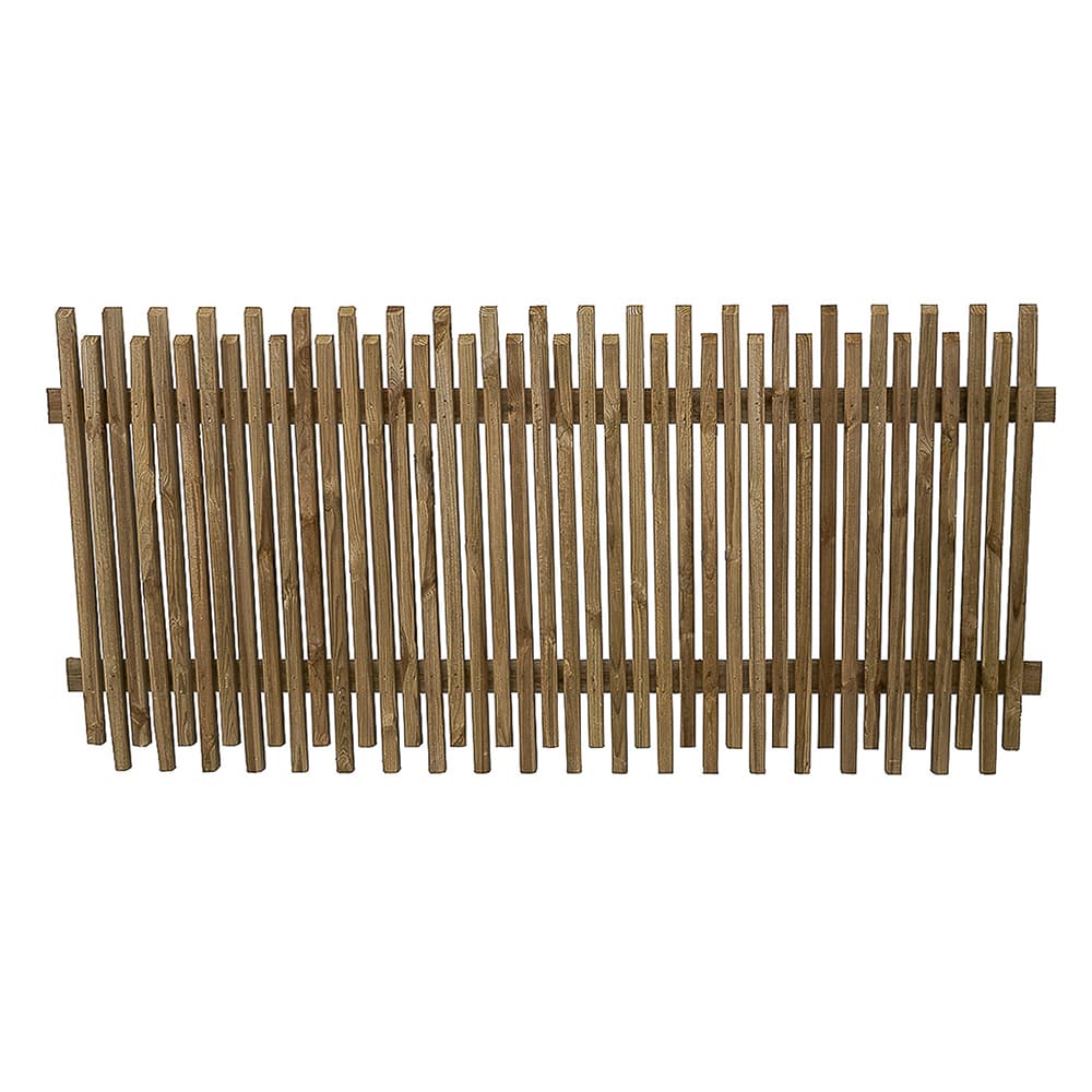 Forest Garden Natural Timber Pressure Treated Contemporary Picket Fence Panel 5 Pack, 6x3ft