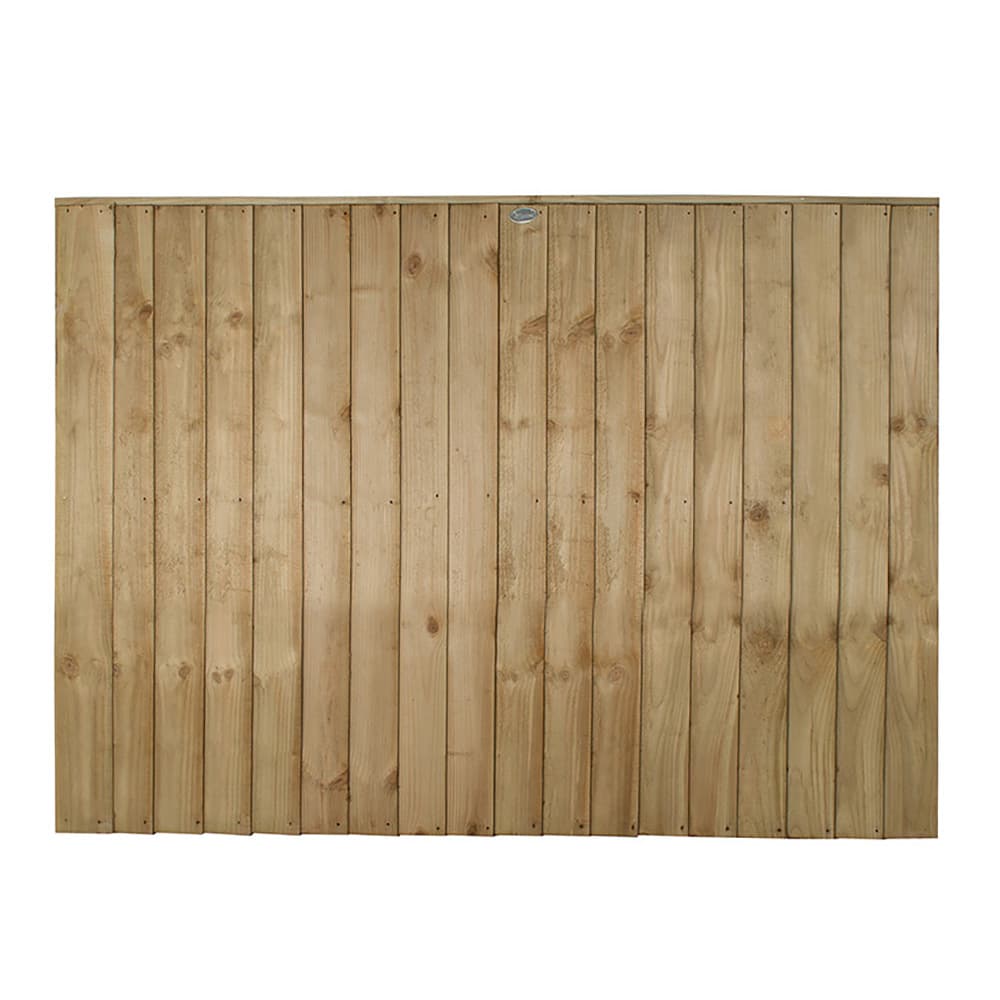 Forest Garden Natural Timber Pressure Treated Closeboard Fence Panel 5 Pack, 6x4ft