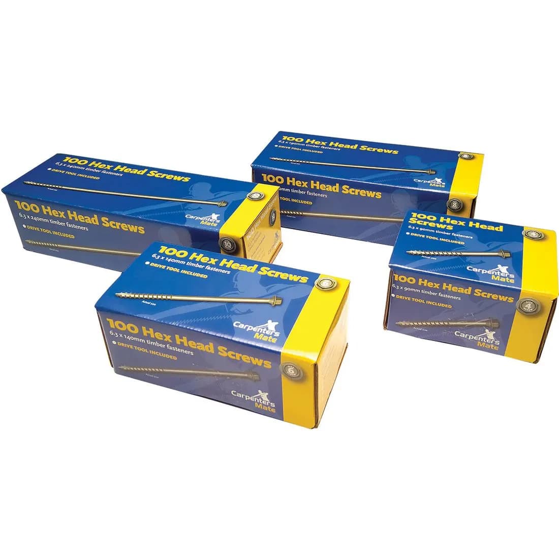 Carpenters Mate Screws Pro Hex Head 90Mm Pk100 Ce