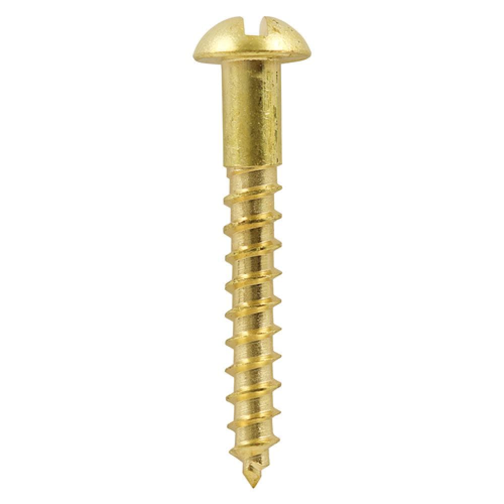 Timco 00061RBS Solid Brass Timber Screws - Slot - Round 6 X 1 Box 200