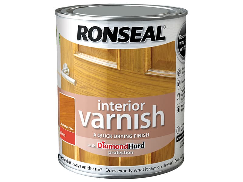 Ronseal 36843 Interior Varnish Quick Dry Gloss Antique Pine 250Ml