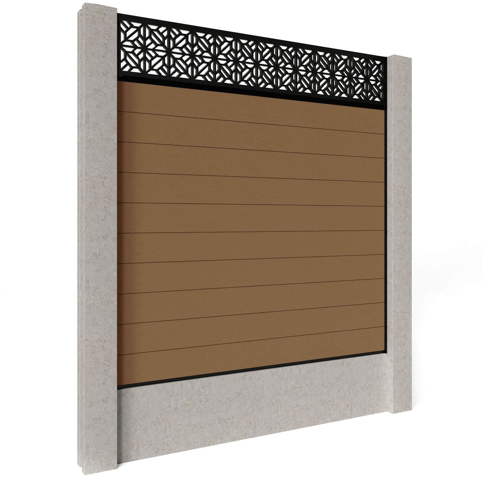 Dino Decking Composite Fence Panels - Amber with Aluminium Railings (for concrete posts) 1.8m